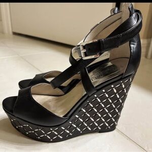 Michael Kors Black Wedge Sandals Size 7